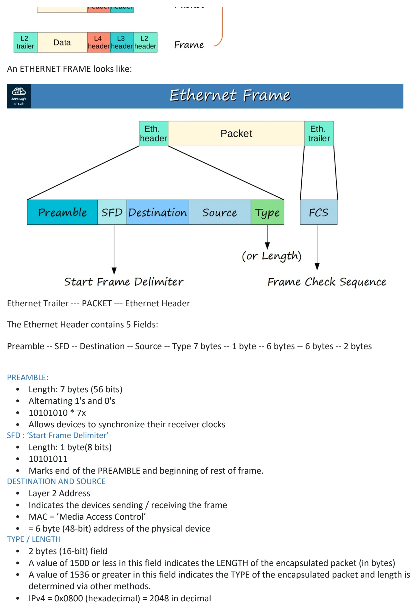 Original OneNote notes: Ethernet LAN Switching (pt 1), page 2. Text version follows below.