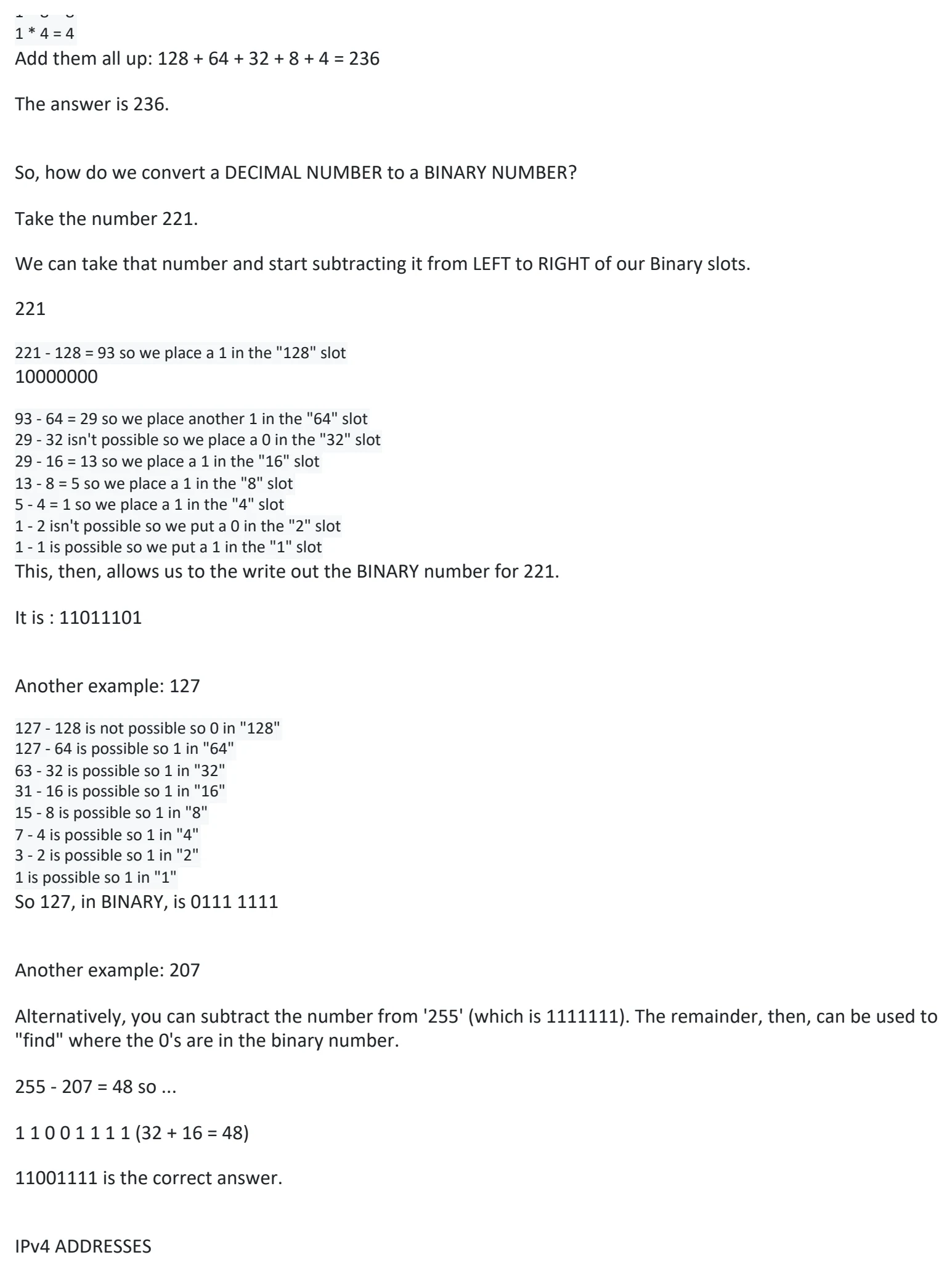 Original OneNote notes: IPv4 Addressing (pt 1), page 4. Text version follows below.