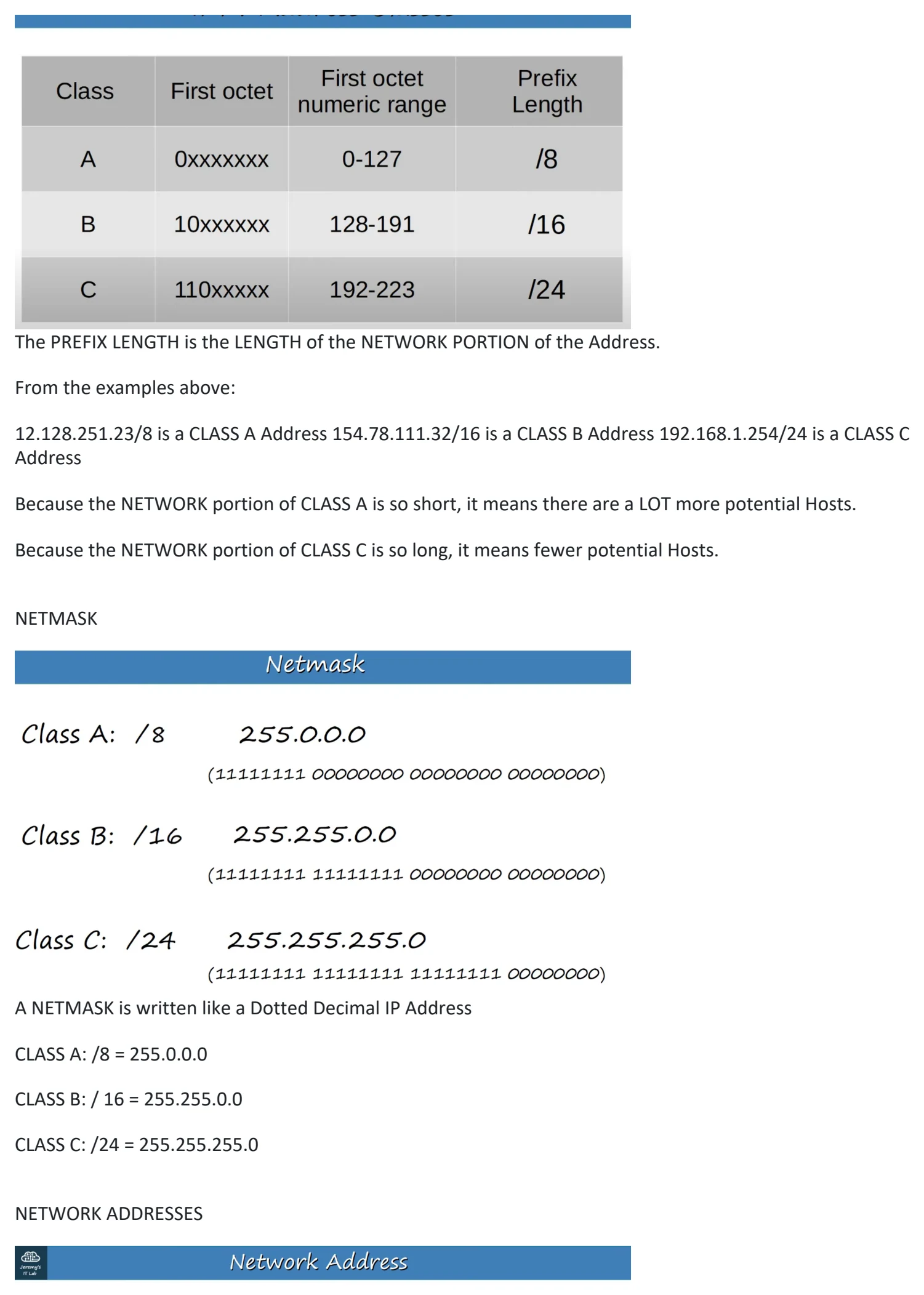 Original OneNote notes: IPv4 Addressing (pt 1), page 7. Text version follows below.