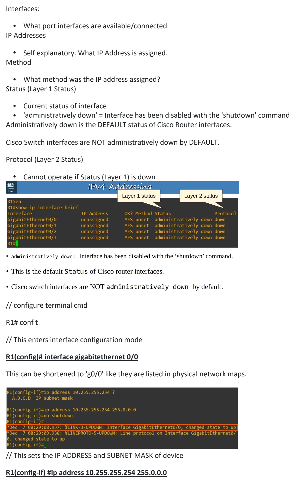 Original OneNote notes: IPv4 Addressing (pt 2), page 3. Text version follows below.