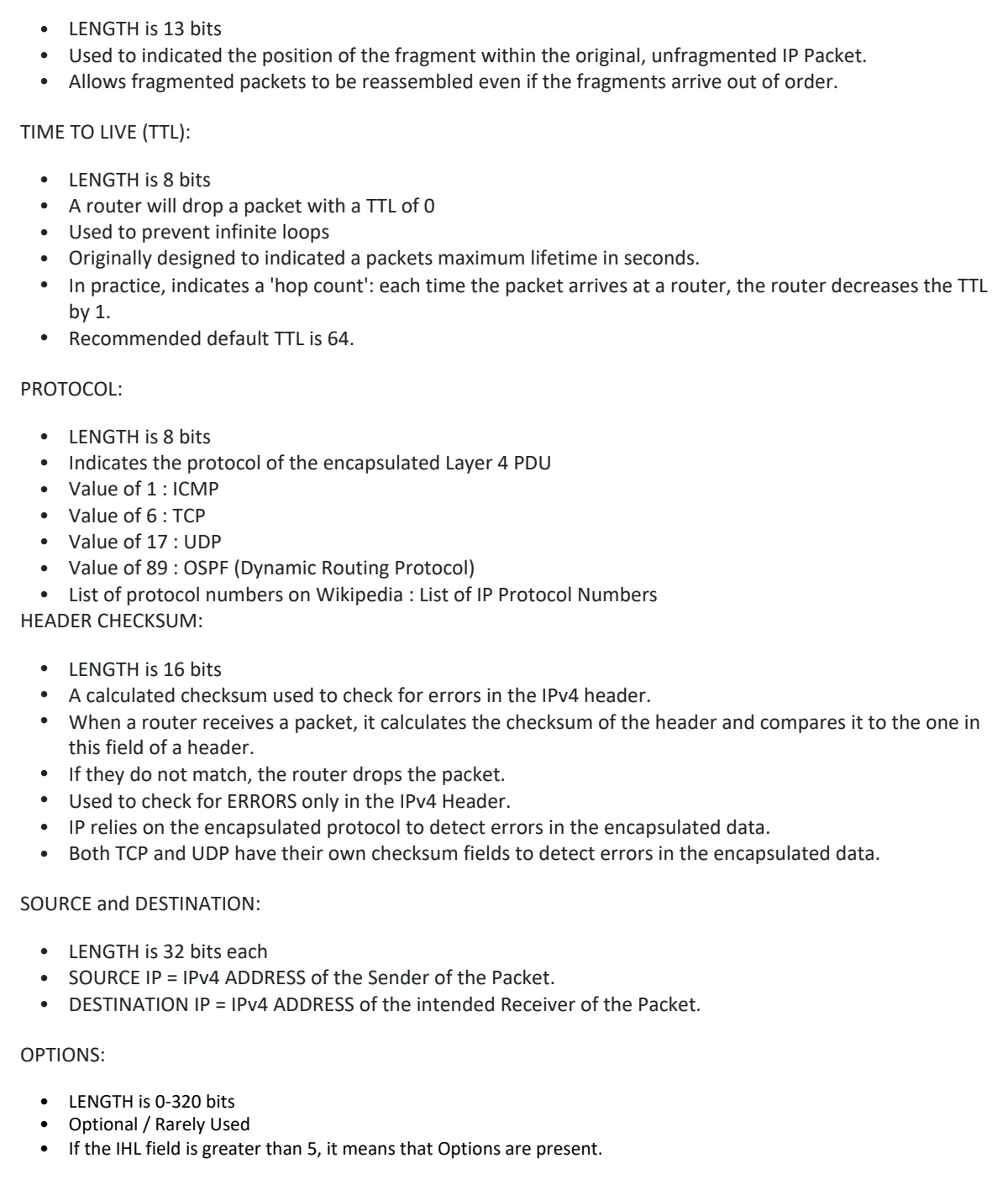 Original OneNote notes: IPv4 Header, page 3. Text version follows below.