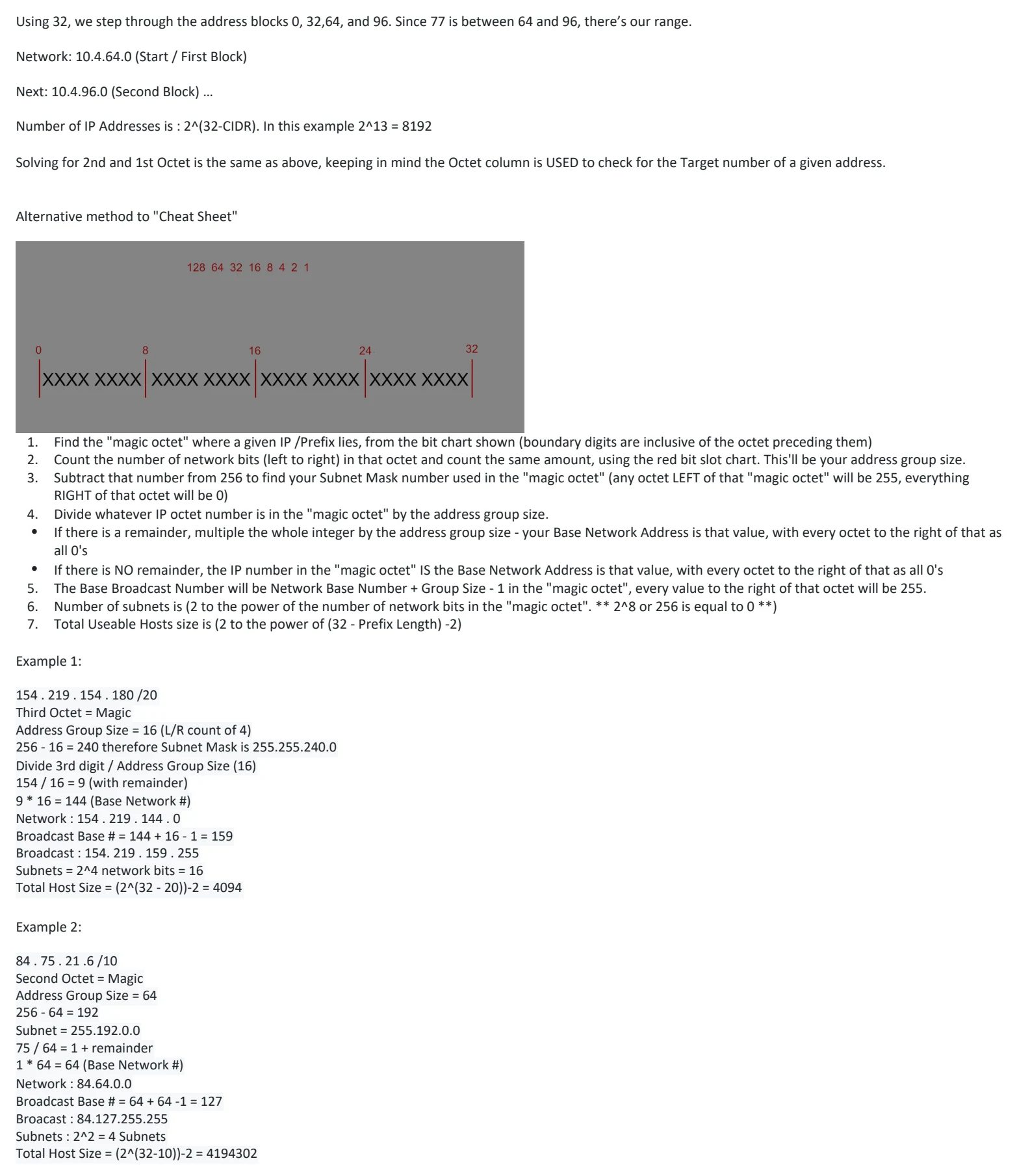 Original OneNote notes: Subnetting (pt 1), page 3. Text version follows below.