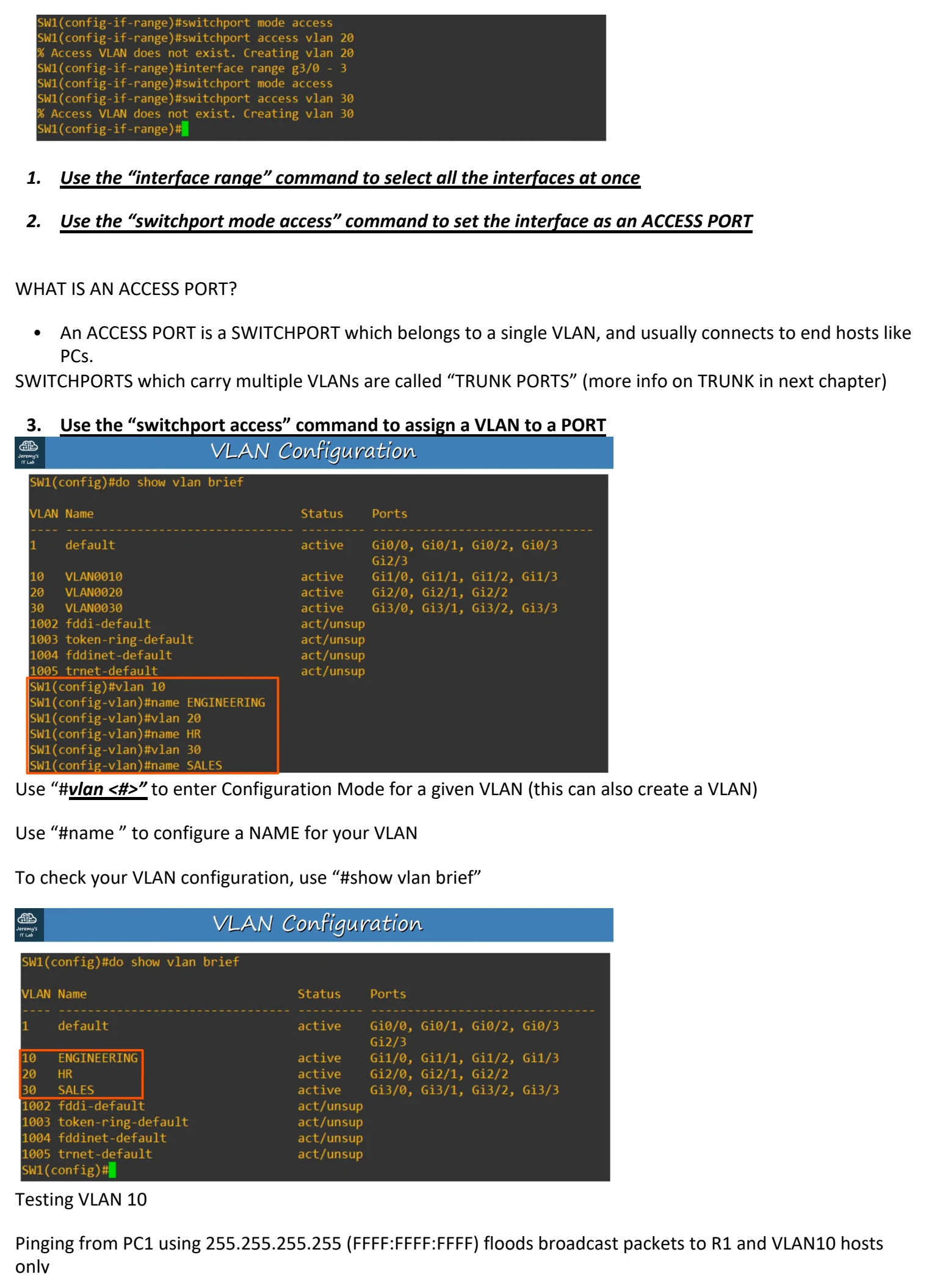 Original OneNote notes: (VlANs pt 1), page 5. Text version follows below.