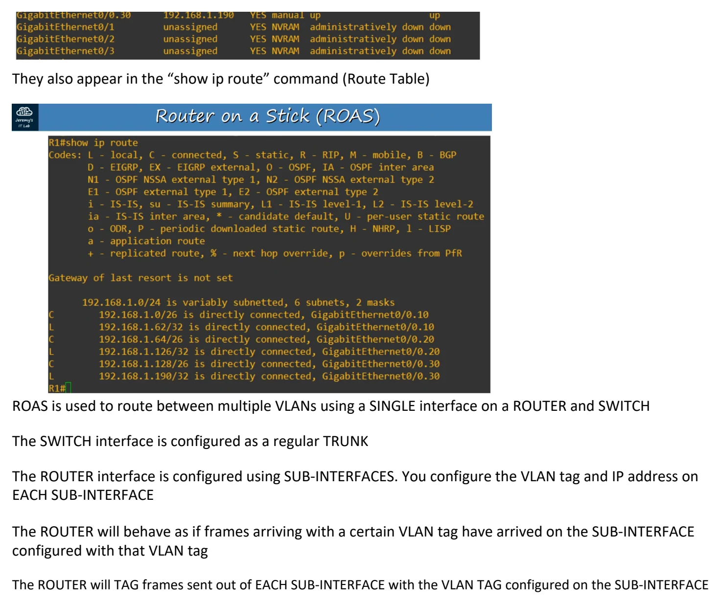 Original OneNote notes: (VlANs pt 2), page 10. Text version follows below.