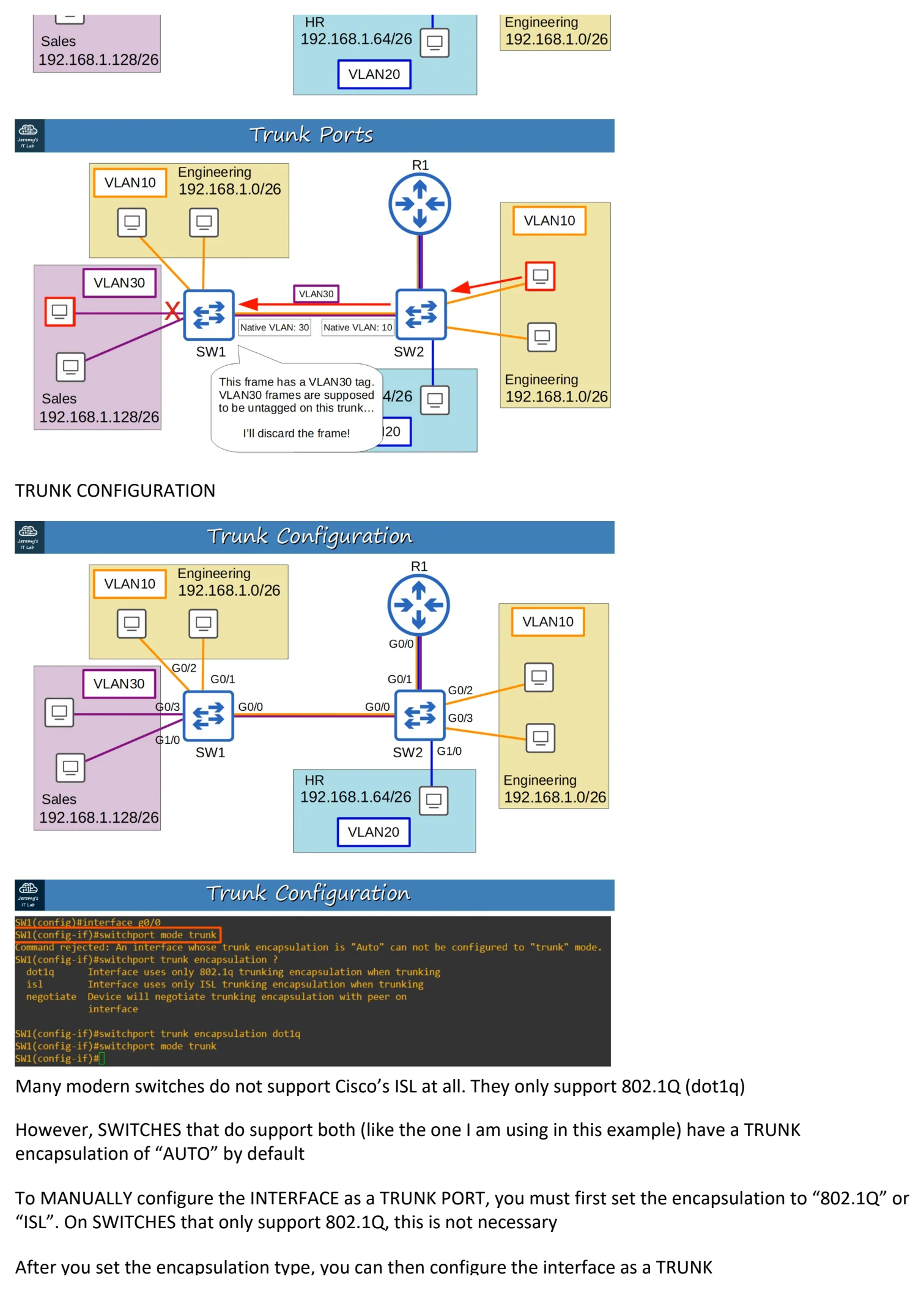 Original OneNote notes: (VlANs pt 2), page 5. Text version follows below.