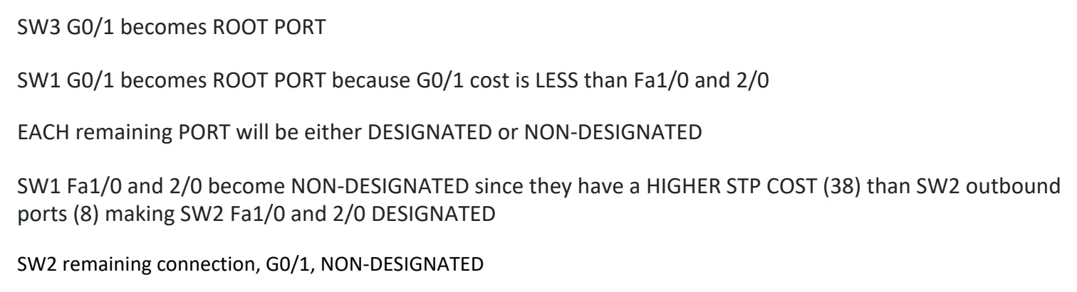 Original OneNote notes: Spanning Tree Protocol (pt 1), page 9. Text version follows below.