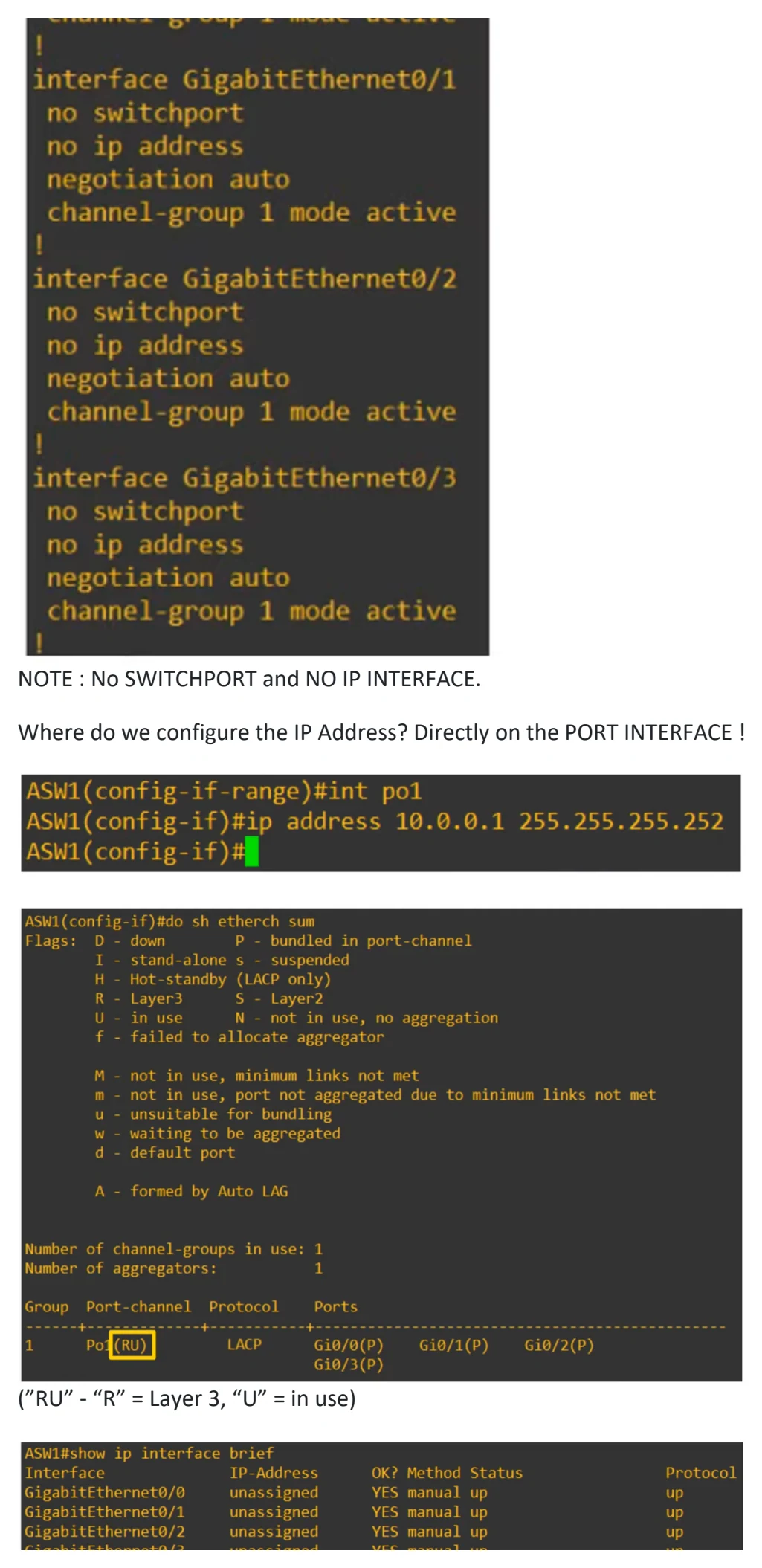 Original OneNote notes: Etherchannel, page 10. Text version follows below.