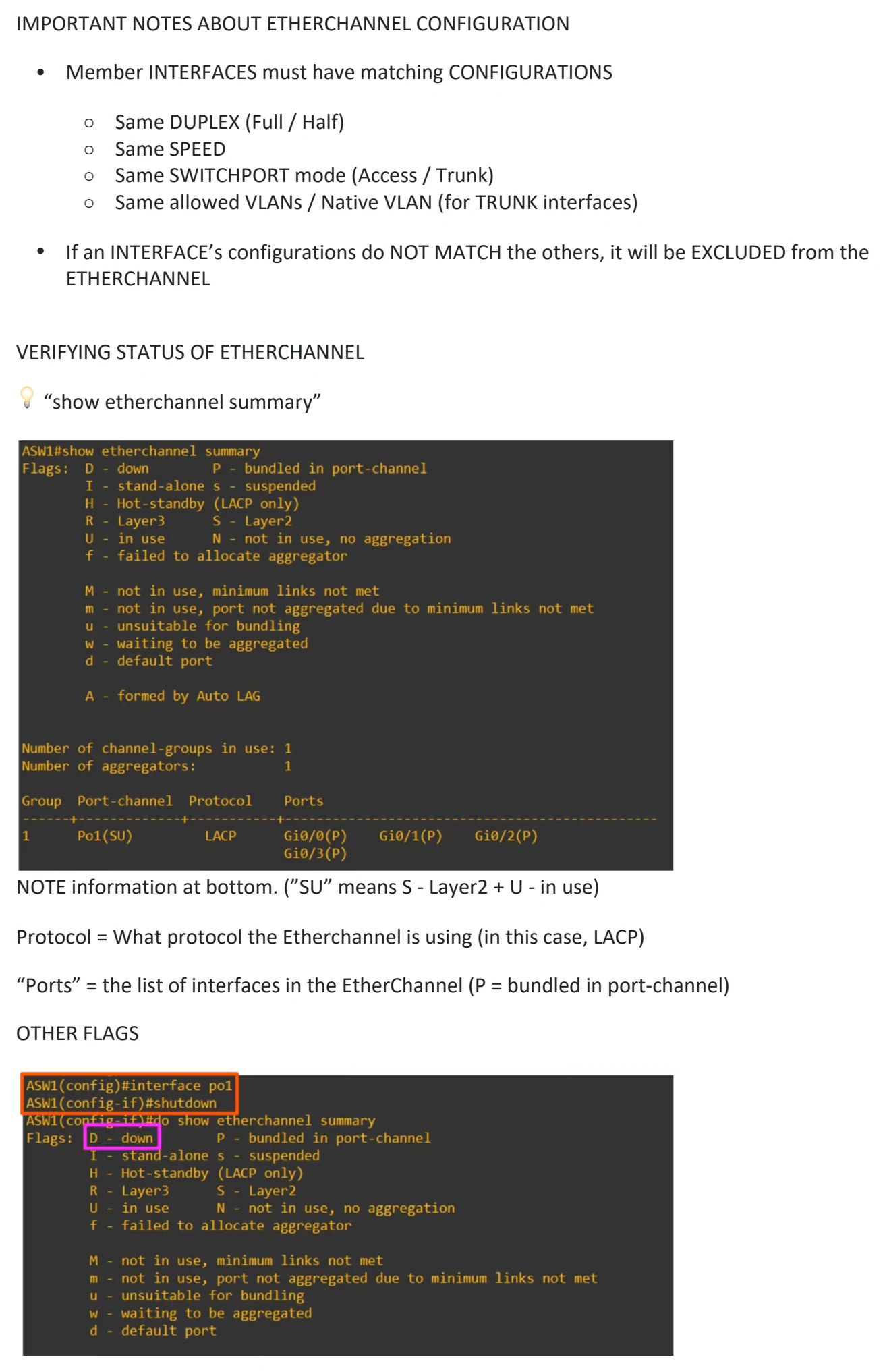Original OneNote notes: Etherchannel, page 7. Text version follows below.
