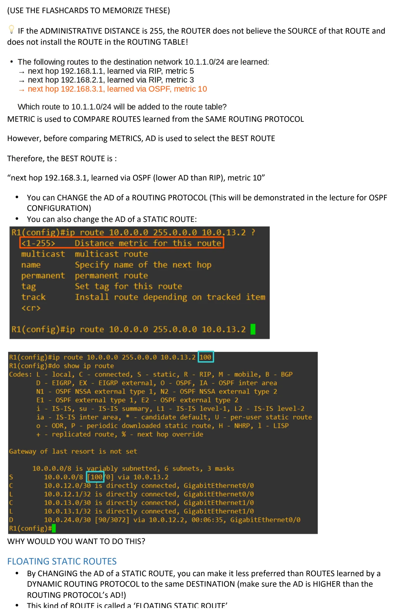 Original OneNote notes: Dynamic Routing, page 8. Text version follows below.