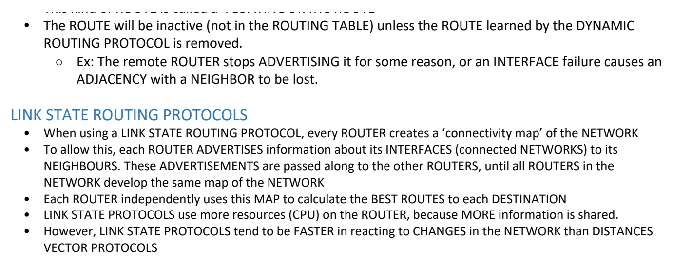 Original OneNote notes: Dynamic Routing, page 9. Text version follows below.