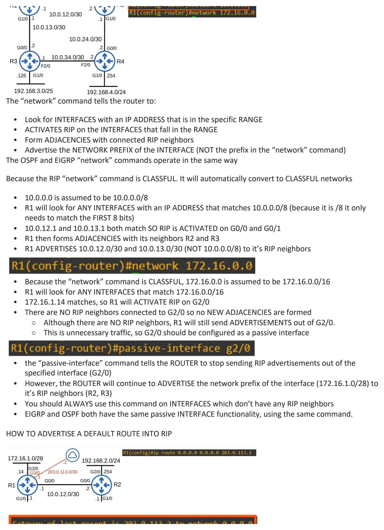Original OneNote notes: RIP & EIGRP, page 2. Text version follows below.