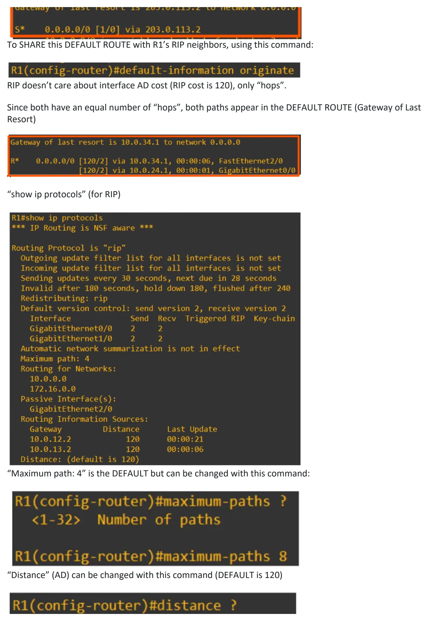 Original OneNote notes: RIP & EIGRP, page 3. Text version follows below.