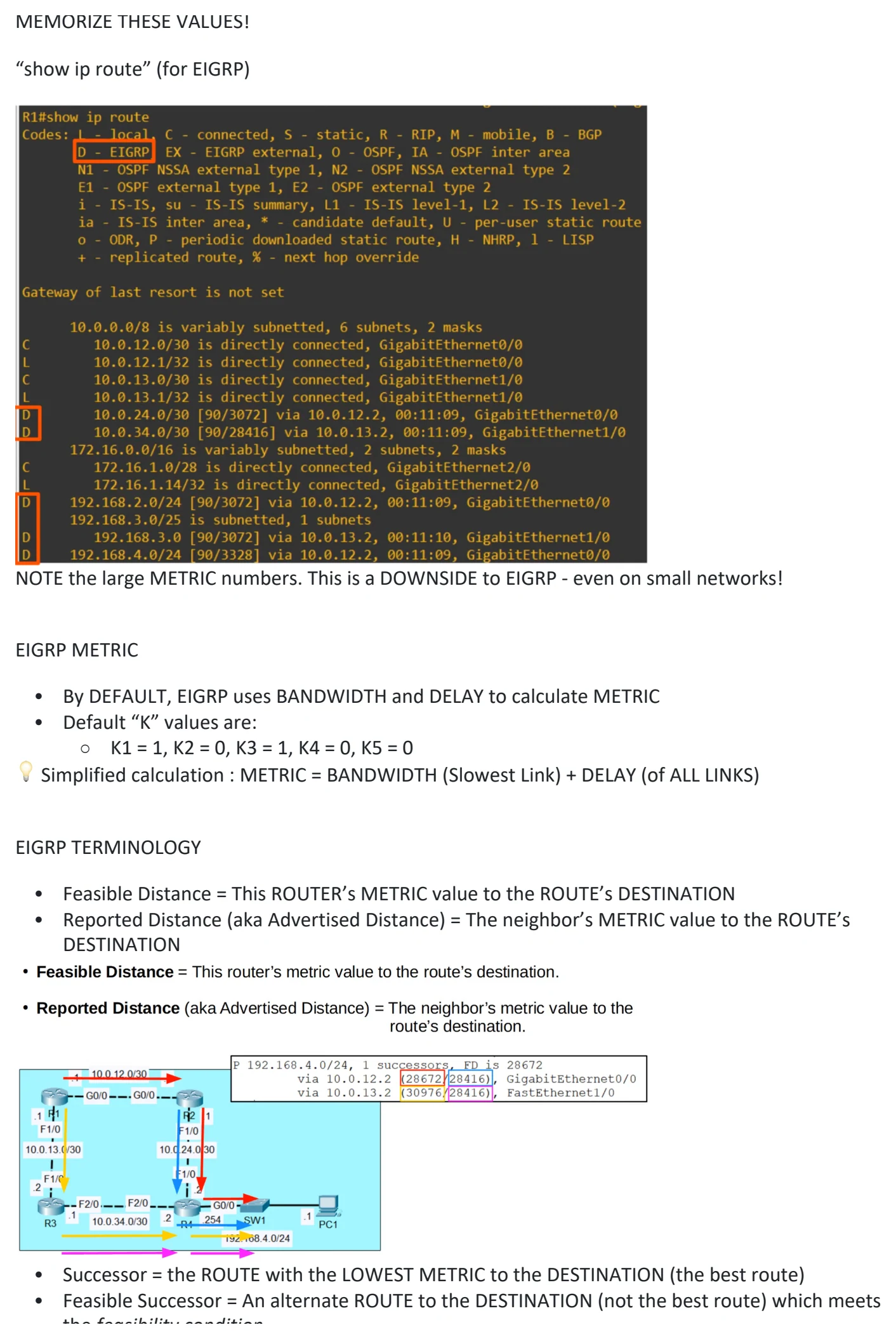 Original OneNote notes: RIP & EIGRP, page 7. Text version follows below.