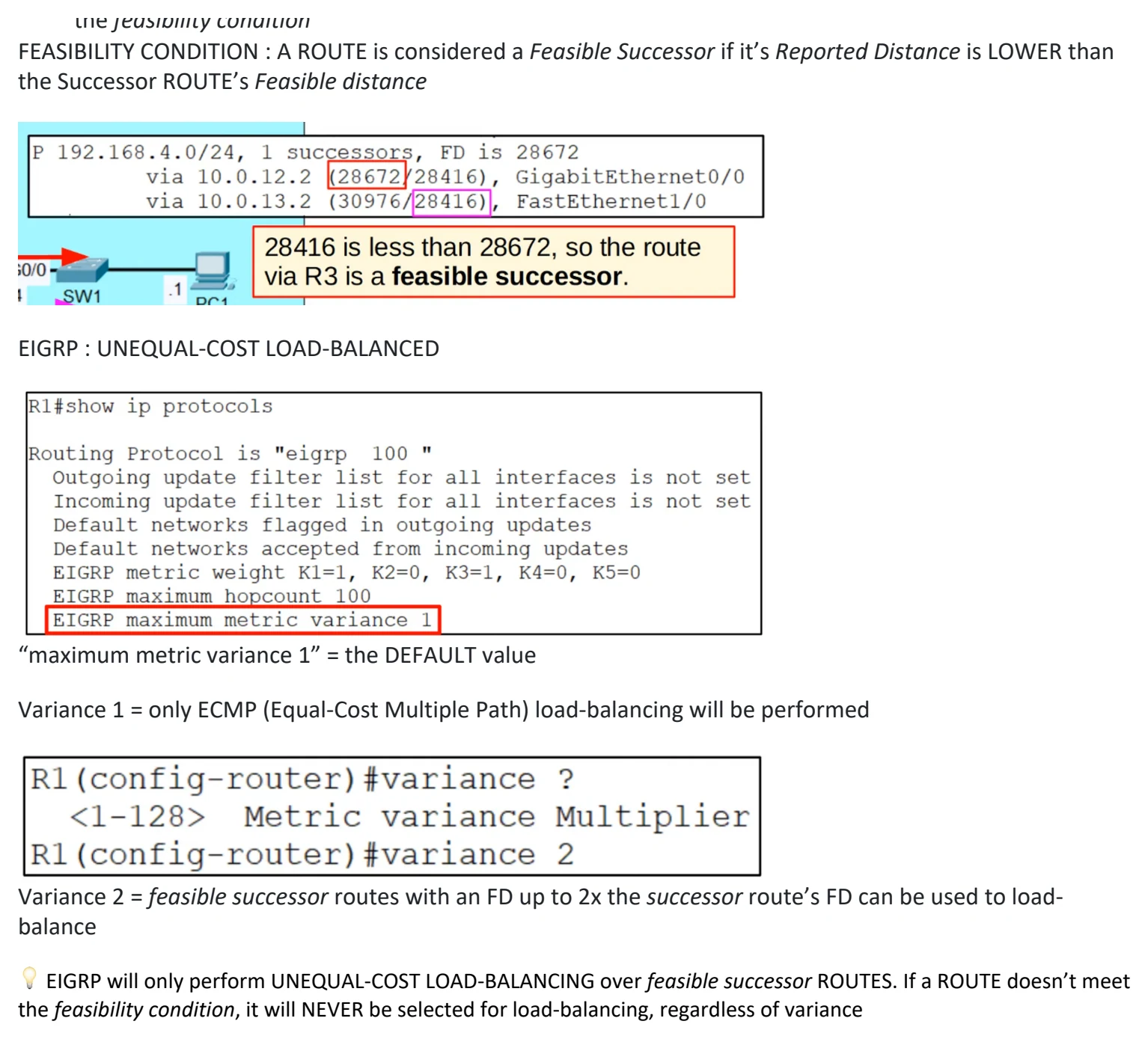 Original OneNote notes: RIP & EIGRP, page 8. Text version follows below.