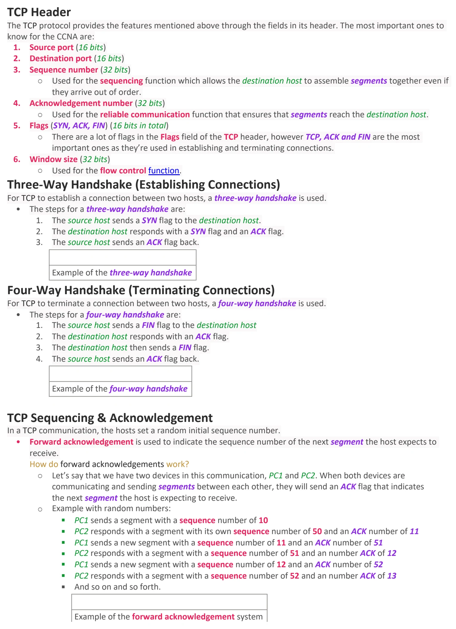 Original OneNote notes: TCP & UDP, page 2. Text version follows below.