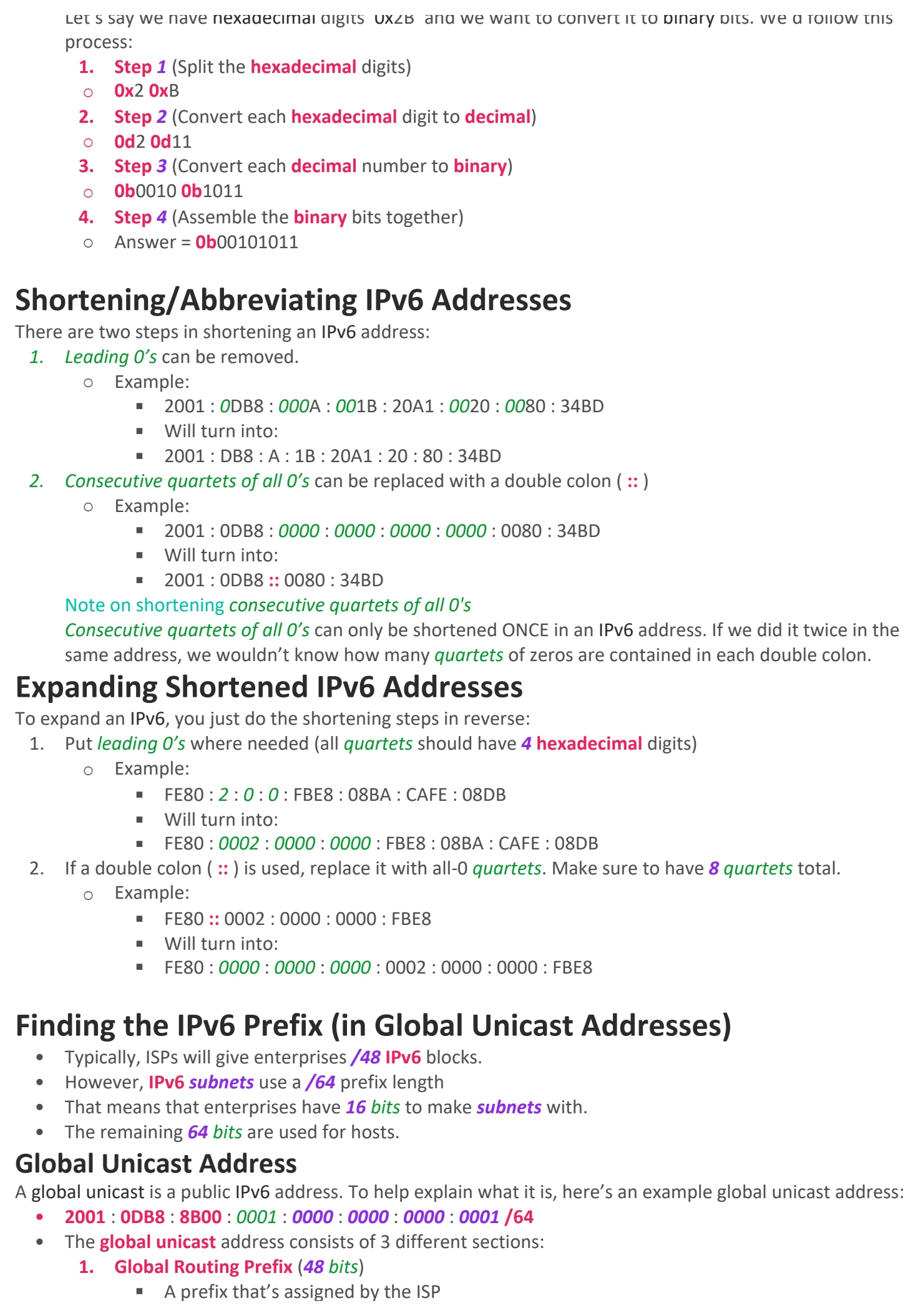Original OneNote notes: IPV6 (pt 1), page 2. Text version follows below.