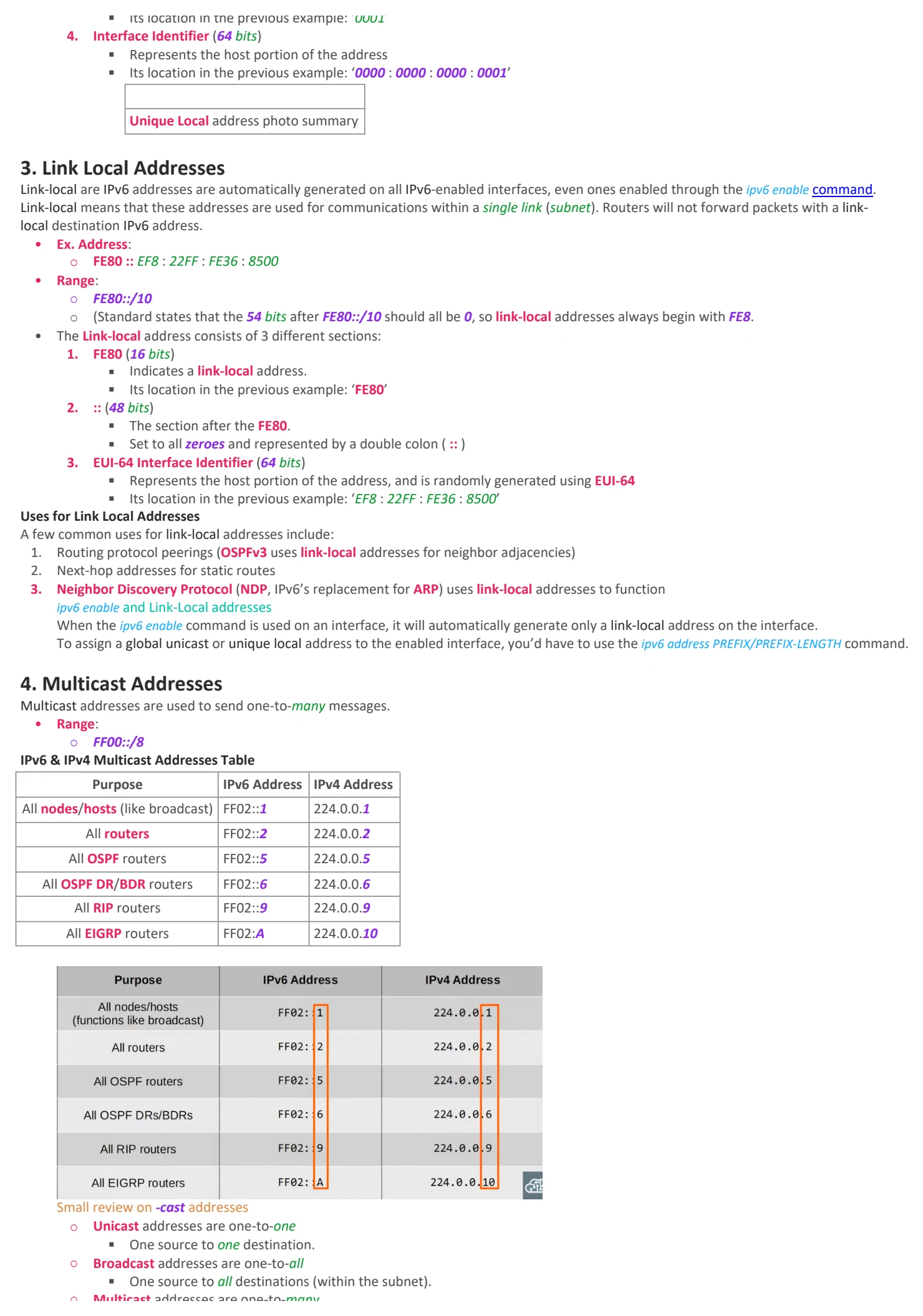 Original OneNote notes: IPV6 (pt 2), page 2. Text version follows below.