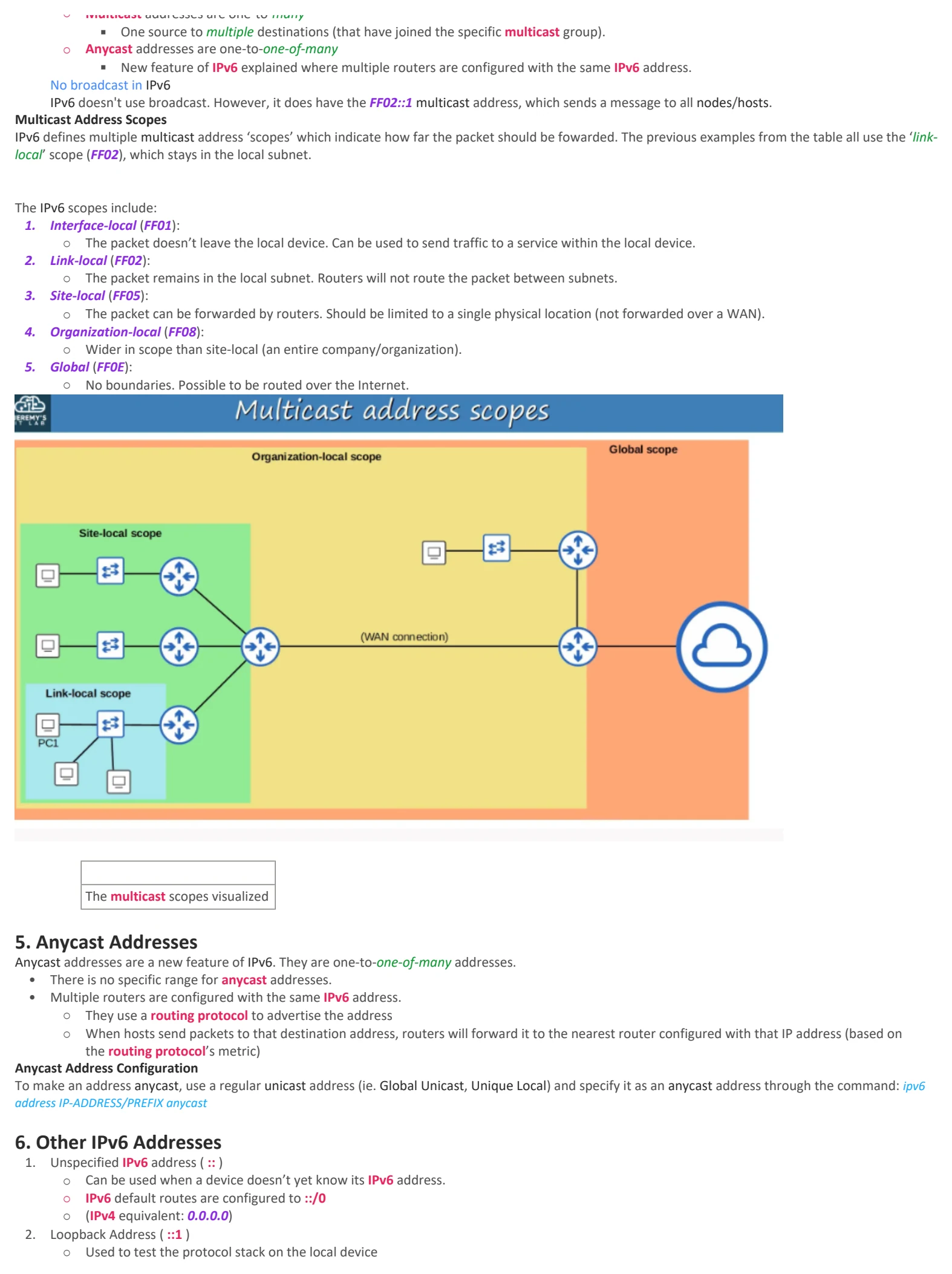 Original OneNote notes: IPV6 (pt 2), page 3. Text version follows below.