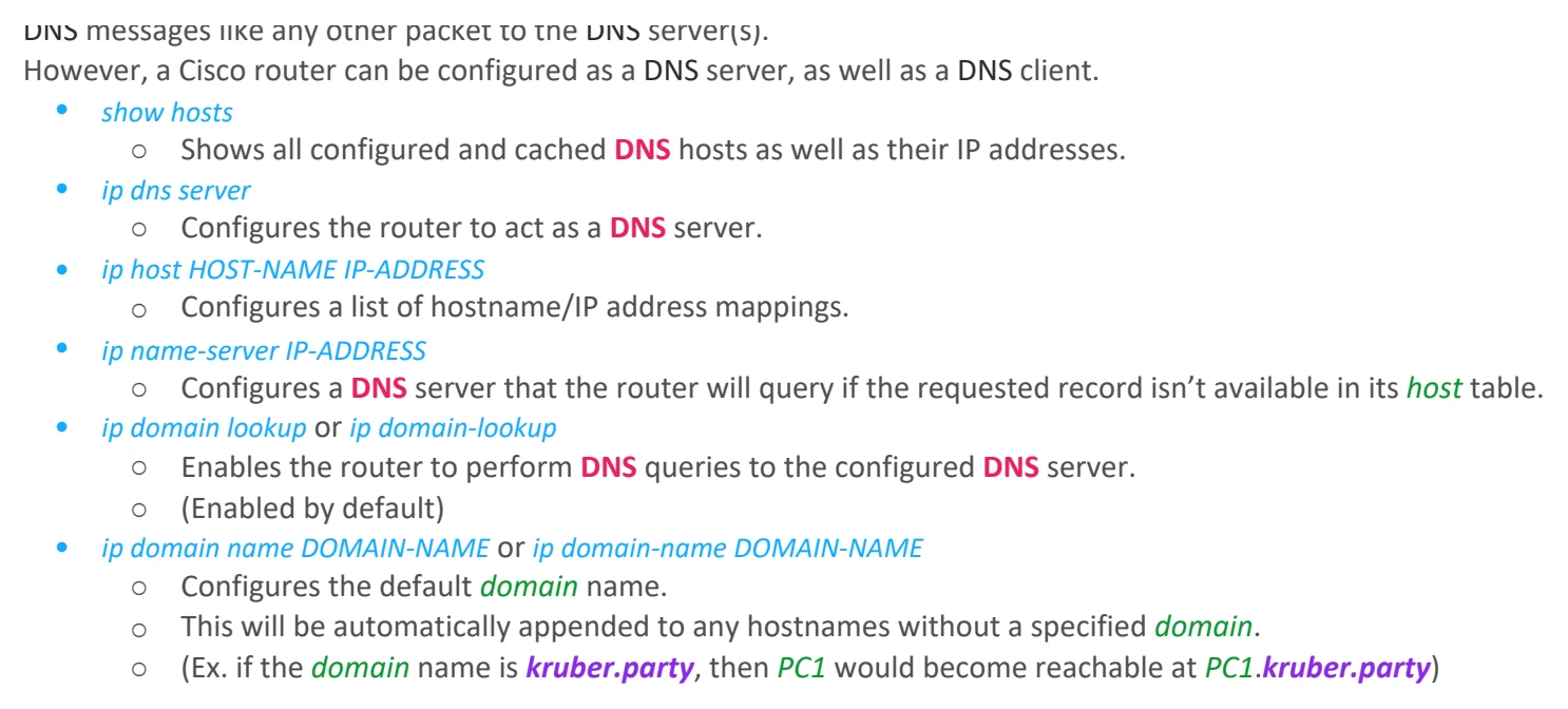 Original OneNote notes: DNS, page 2. Text version follows below.
