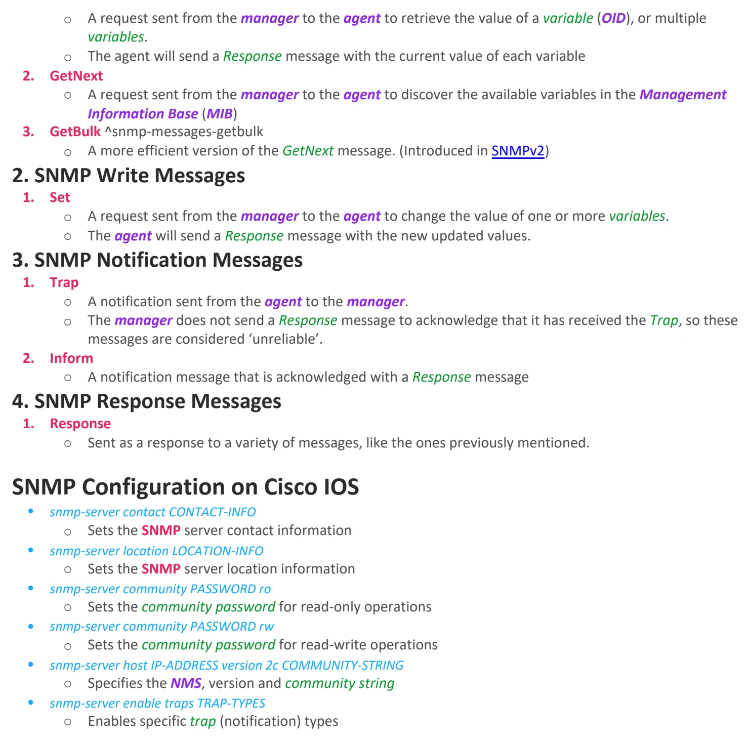 Original OneNote notes: SNMP, page 3. Text version follows below.