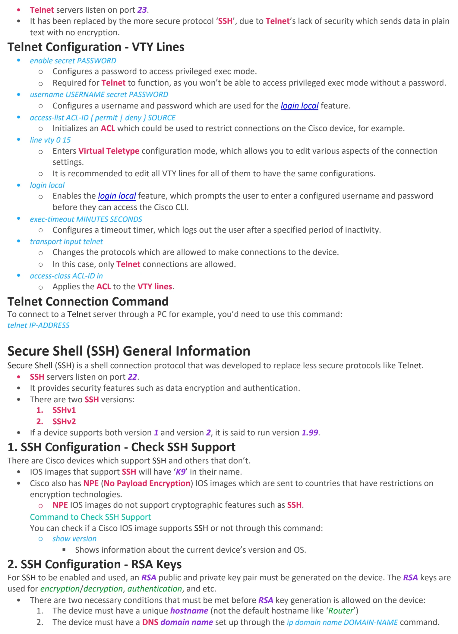 Original OneNote notes: SSH, page 2. Text version follows below.