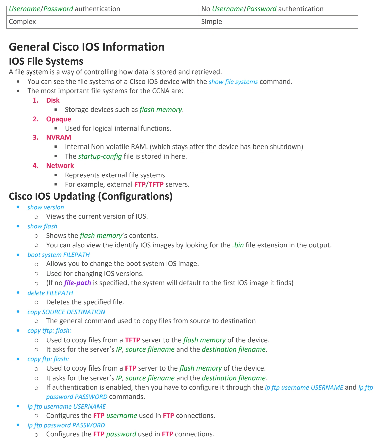 Original OneNote notes: FTP & TFTP, page 4. Text version follows below.