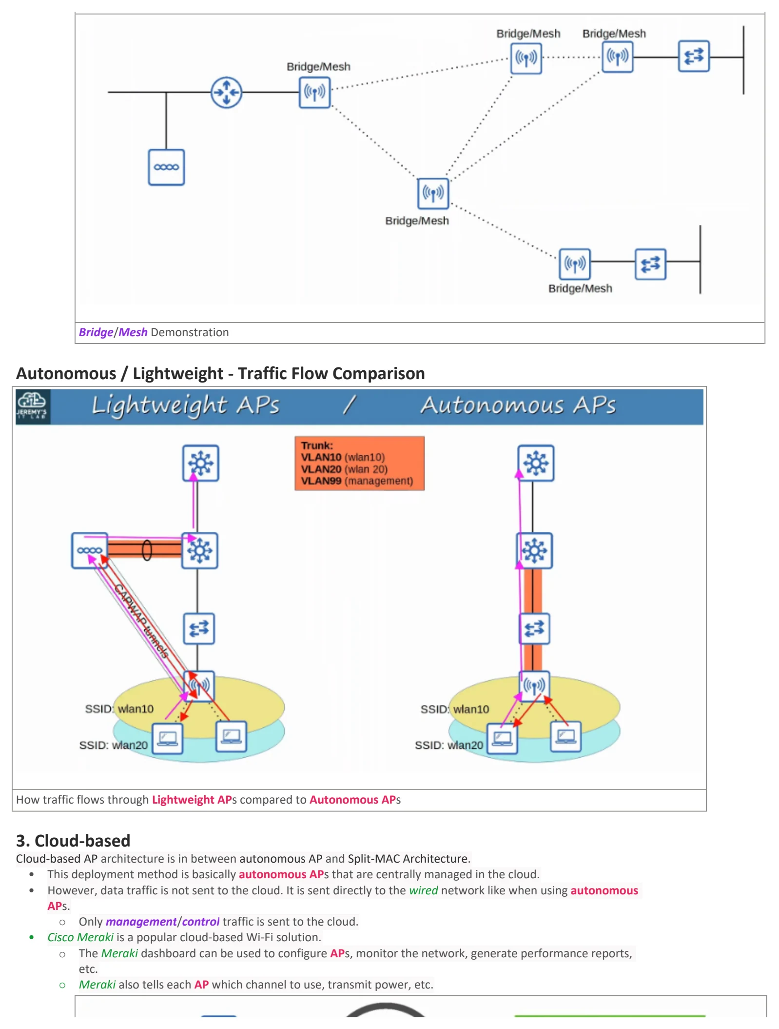 Original OneNote notes: Wireless Architectures, page 6. Text version follows below.