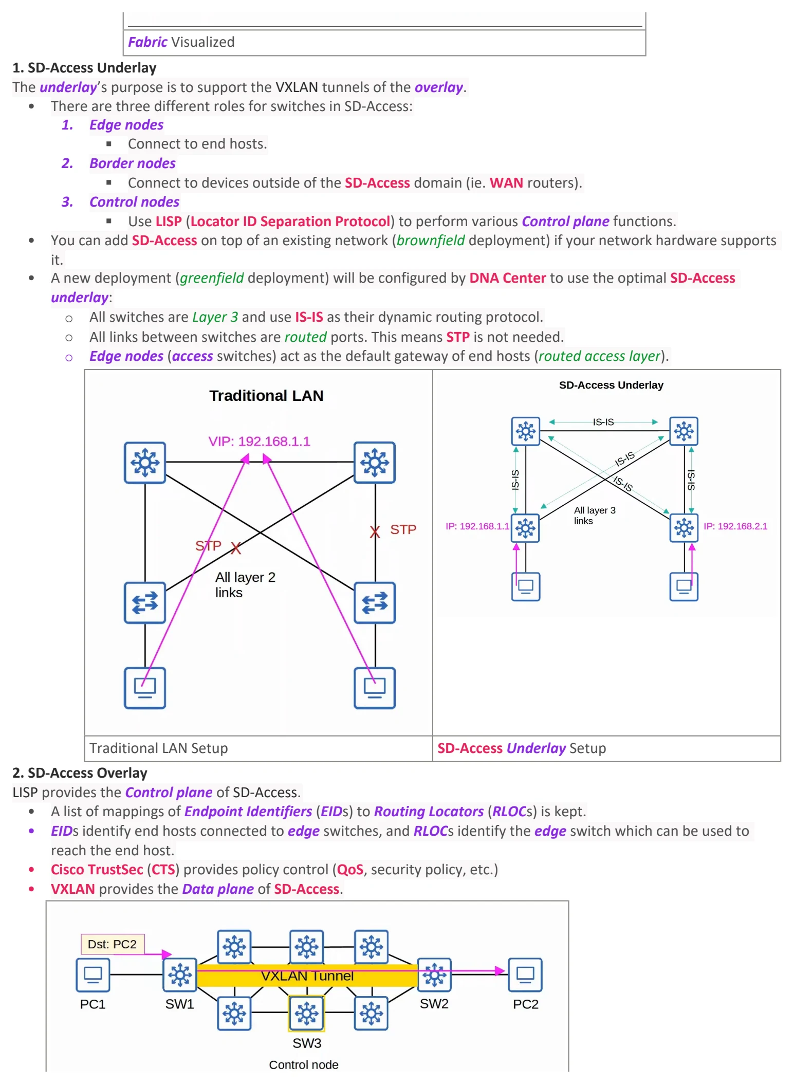 Original OneNote notes: Software-Defined Networking, page 3. Text version follows below.